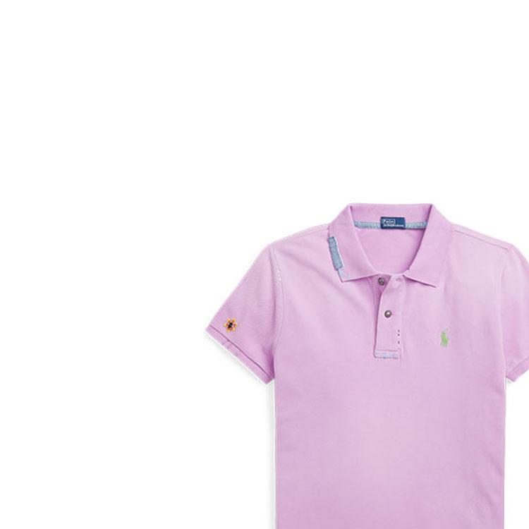 Polo Ralph Lauren Solid Slim Fit Cotton Pique Polo Shirt Women tops Pink WMPOKNINCU20749-500