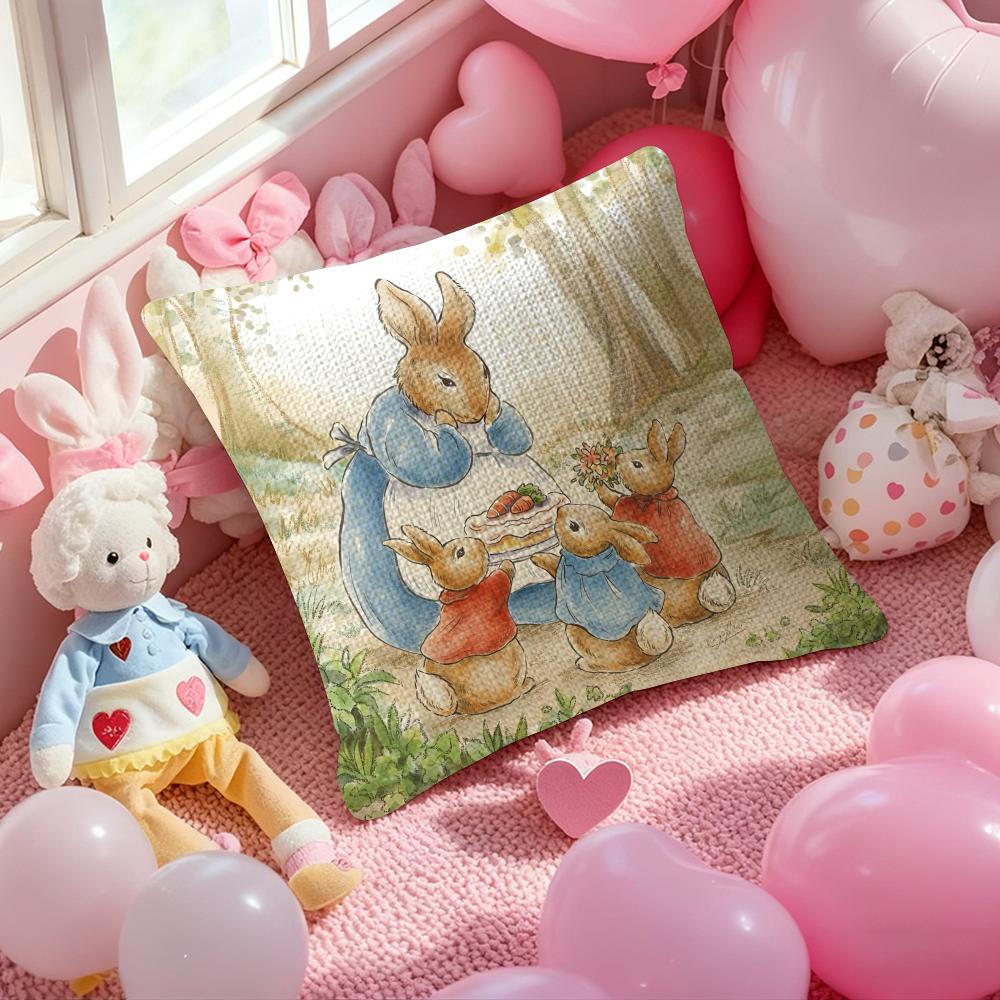 Character Cute-Peter Rabbit-Smart Pillow Case Anti-Dustmite Pillowcase Invisible Zipper Silky Short Plush Sofa Cushion Cover