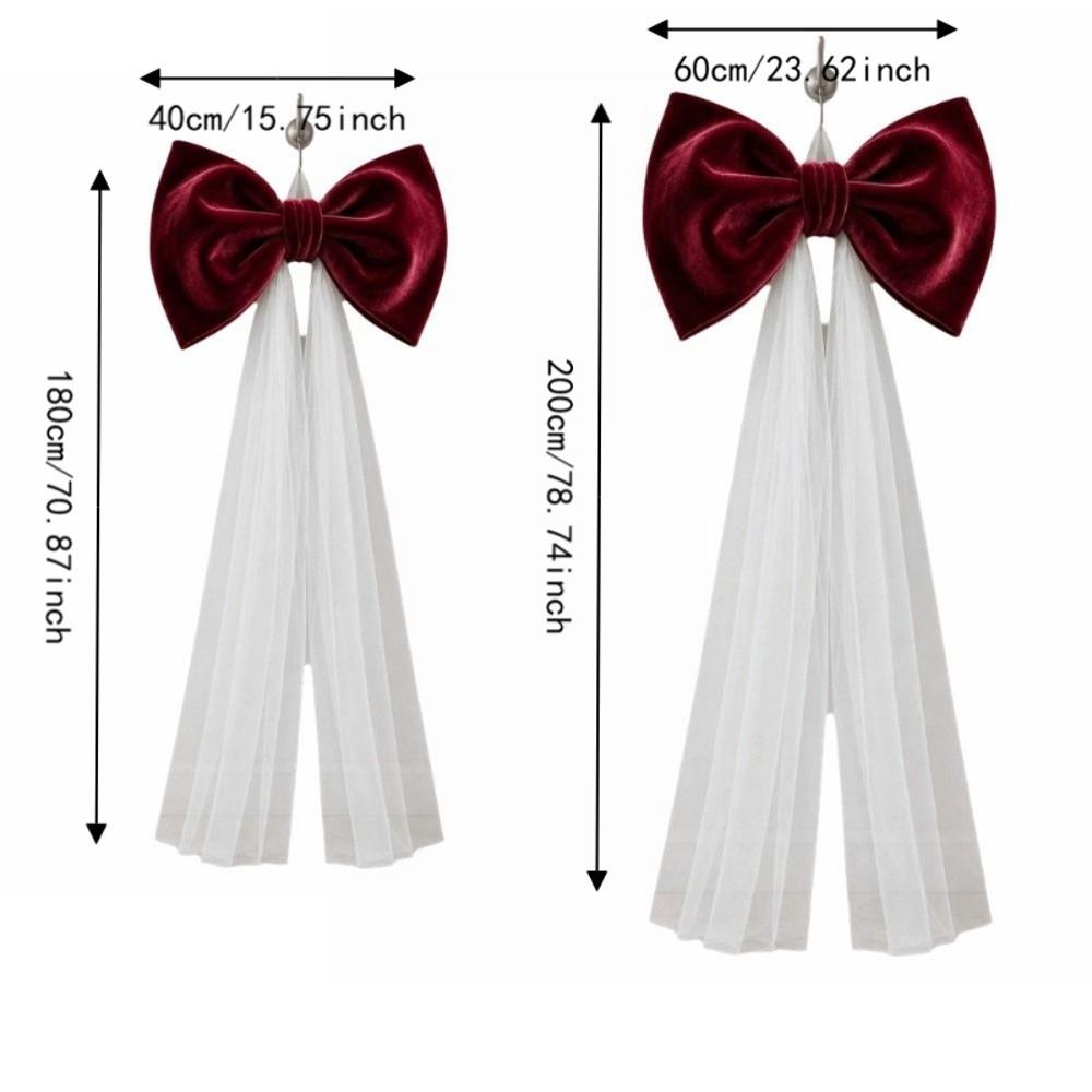 Mesh Tulle Large Velvet Christmas Bow Ornaments Tree Bow with Long Tails Wedding