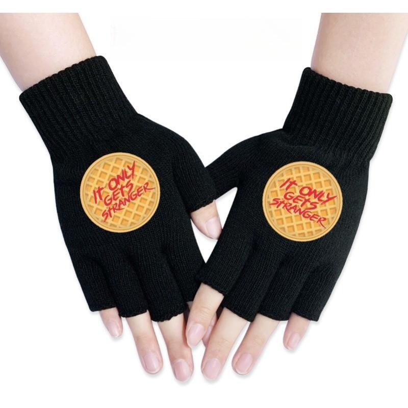 Stranger Printed Cotton Autumn Winter Warm Knitted Touch Gloves Fingerless Gloves