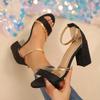 Ladies Shoes on Offer 2025 Cover Heel Women's Sandals Fashion Buckle Strap Office and Career Summer New Plus Size Heeled Sandals