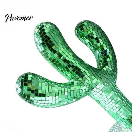 Decorative Object for Entryway Table Disco Ball Cactus Statue, Green Mirror Mosaic Decor, Retro Decor Ornament Home Christmas Party Display