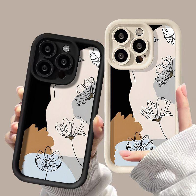 Art Style Flower for iPhone17ProMax Mobile Phone Case 16 Apple 17 Matte 14/15 Premium 13