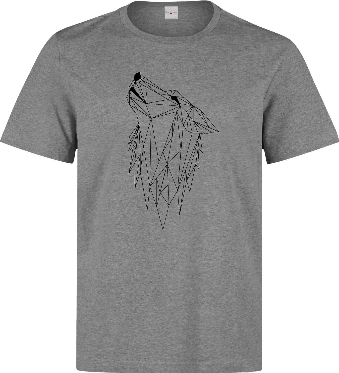 Stencil Wolf Art Forest Nature Animal Grey White Printed Cotton  T-shirt Top 120