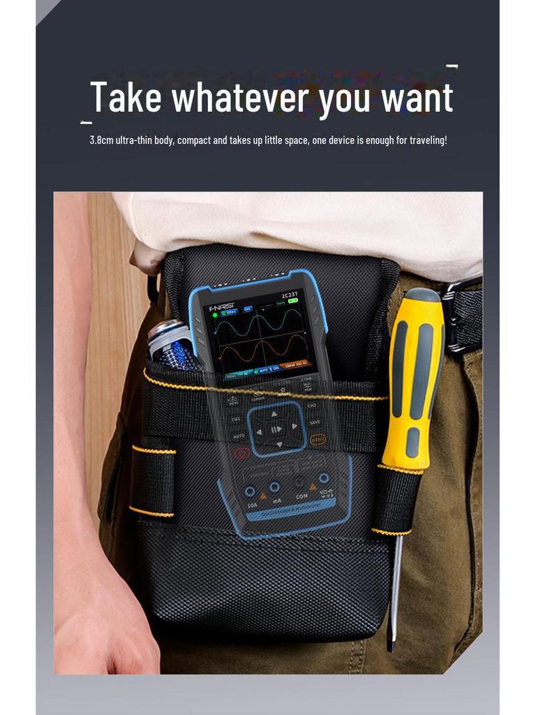 Handheld 3-in-1 Digital Oscilloscope Multimeter Shockproof Dual Channel Signal Generator.