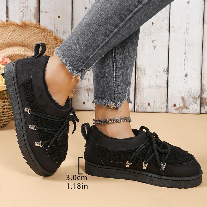 

Модные зимние теплые хлопковые ботильоны на шнуровке, женские утолщенные плюшевые хлопковые утепленные зимние ботинки, толстая подошва, нескользящая платформа, повседневная обувь 36 чёрный