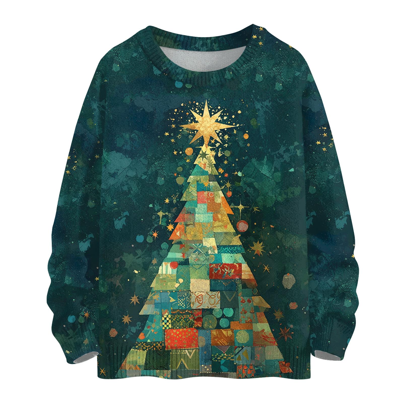 

Женский повседневный шерстяной рождественский свитшот с длинным рукавом, осенний отпускной пуловер с длинным рукавом XXL