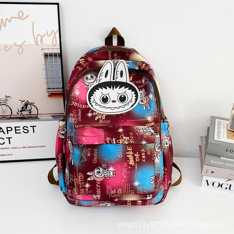 School bag new student backpack trendy large capacity high value cartoon printing casual simple backpack