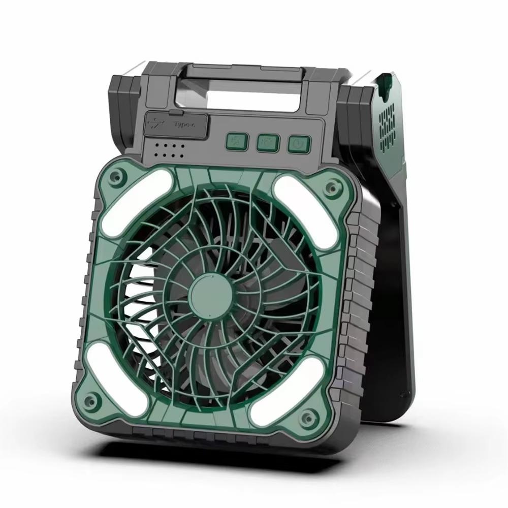 

Camping Fan 4 Speeds Solar Battery Operated Fan for Camping, Portable Rechargeable Desk Fan with LED Light & Timing Function зелёный
