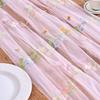 French Pastoral Style Embroidered Flower Lace Table Runner Long Strip Romantic Table Cover Retro Breathable Table Linen Party