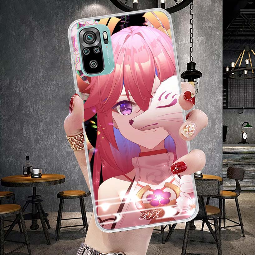 Yae Miko Genshin Impact Phone Case For Xiaomi Redmi Note 13 14 15 Pro Plus 12S 12 14S 11S 11E 10 10S 11 11T 5G 4G Cover Coque Re