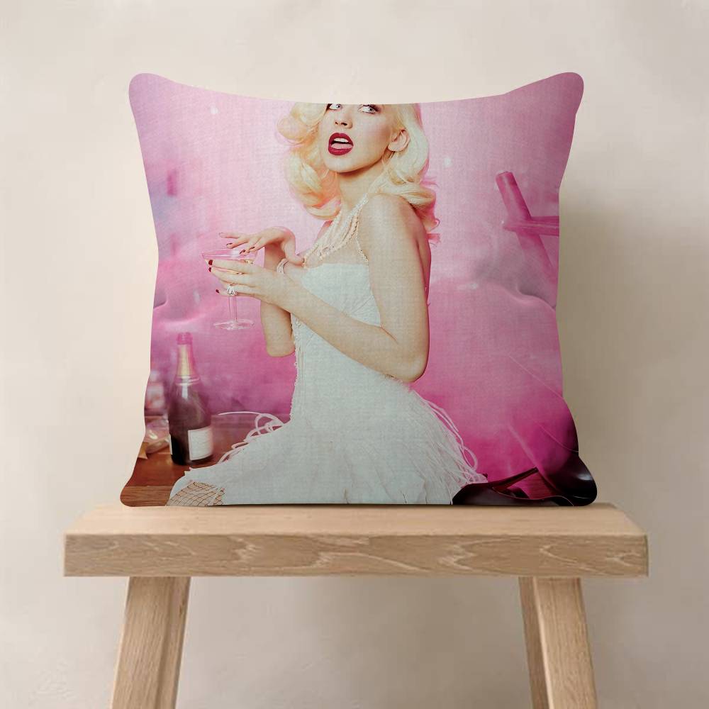 Christina Aguilera Singer Cushion Cover Inches Farmhouse Decor Home Throw Pillow Covers For Couch Decorations