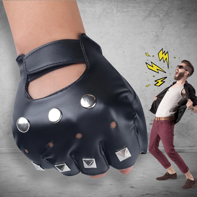 Half Finger Outdoor Cycling Exercise Fitness Tactics Motorcycle Rivet Street Dance Performance Dance Gloves