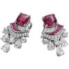 High Jewelry Pigeon Blood Ruby Crown Ring & 18k Gold-Plated Gemstone Stud Earrings - Luxurious Haute Couture