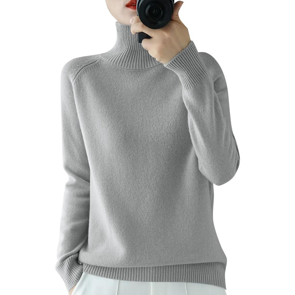 2025 Autumn Winter Women Pullover Long Sleeved Knitted Sweater Standing Collar Autumn Winter Top Sweater Women Sweaters