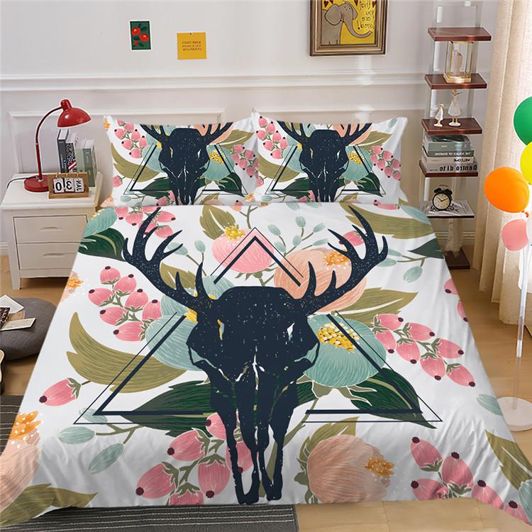 Fashion Animal Series Digital Printing Polyester Quilt Cover Pillowcase Three-Piece Set