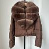 Womens Short Down Coat With Real Fox Fur Collar Lightweight Warm Winter Jacket Urban Commute Casual Wear