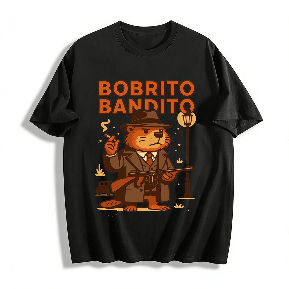 Bobrito Bandito Retro Gangster Beaver Graphic Tee Pure cotton T-shirt XXS