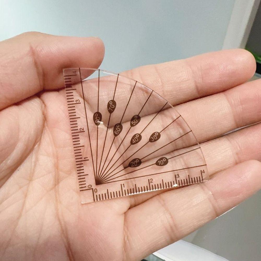 1pcs Portable Transparent Mini Ruler with Wave Line Drawing Measuring Tool Straight Ruler Pocket Protractor School Office