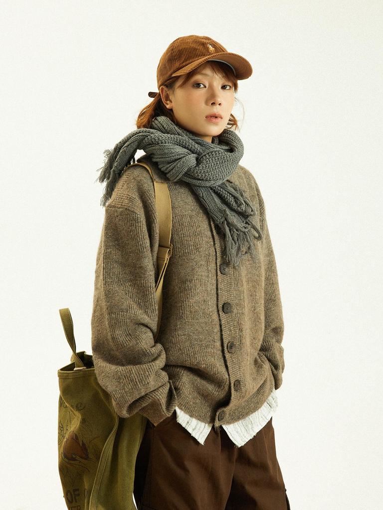 Unisex Japanese Knit Cardigan Jacket for Autumn/Winter - Heavyweight, Versatile, Loose Style