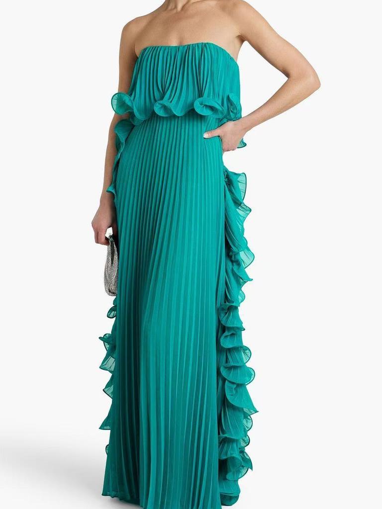 Women's Summer Newest Ins Style Pleated Wrap Dress with Flare