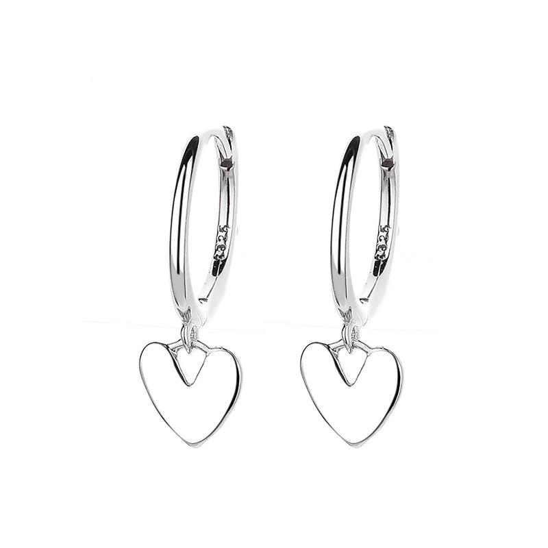 Trendy 925 Silver Peach Heart Hoop Earrings - Simple, Fresh, and Elegant