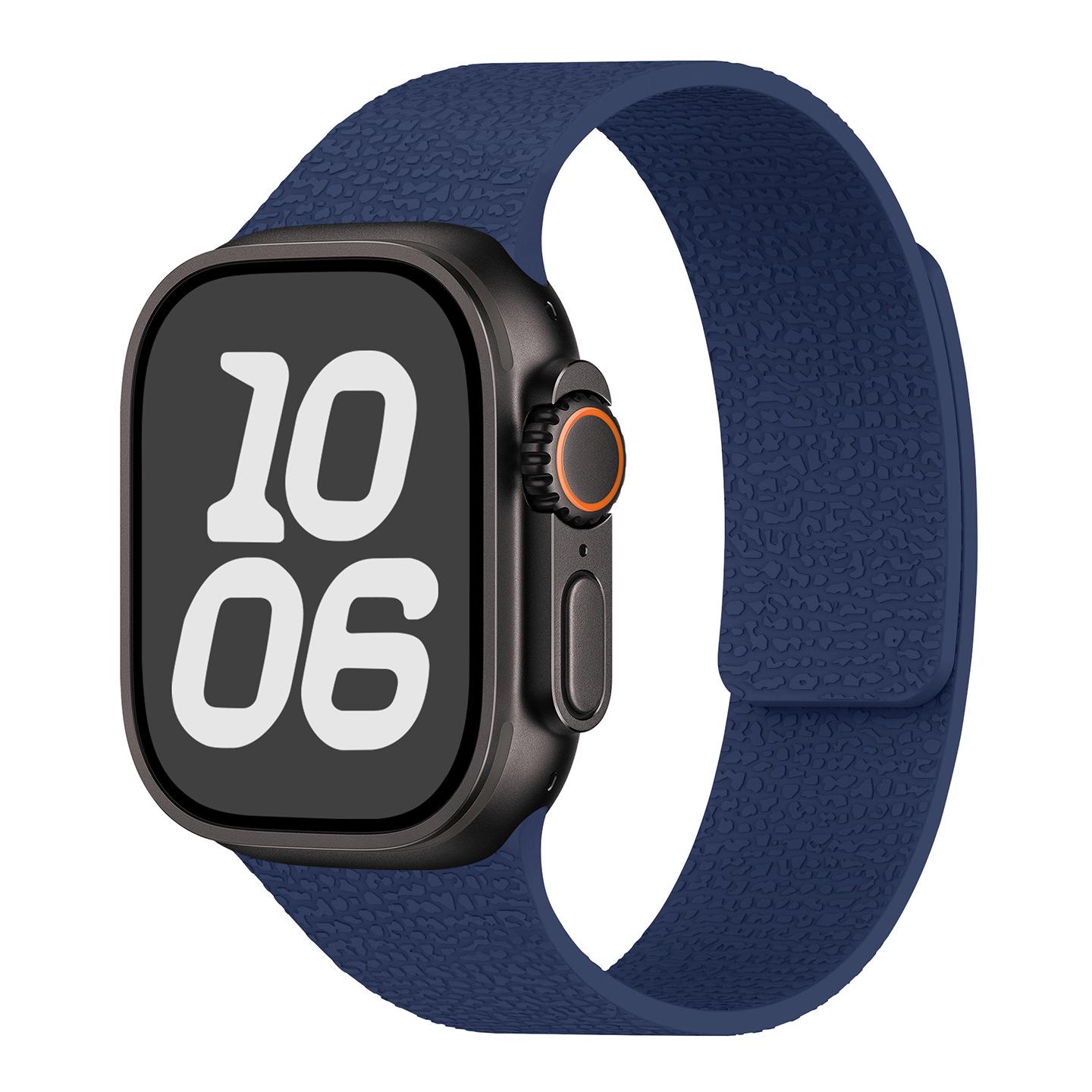 

Compatible with Apple Watch Bands Series 1-11/Ultra 1-3/SE3 Lychee Pattern Soft Magnetic Silicone Strap. 42/44/45/46/49mm