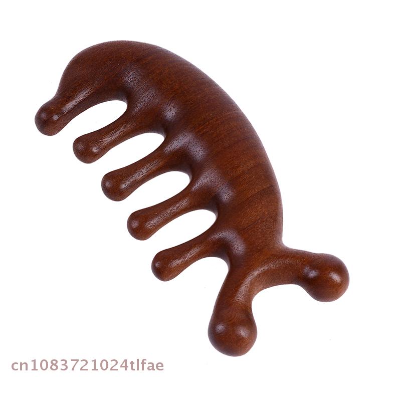 1 Pc Sandalwood Massage Comb Head Face Eye Shoulder Neck Scraping Meridian Comb Treatment Hair Loss Antistatic Wide Tooth Comb