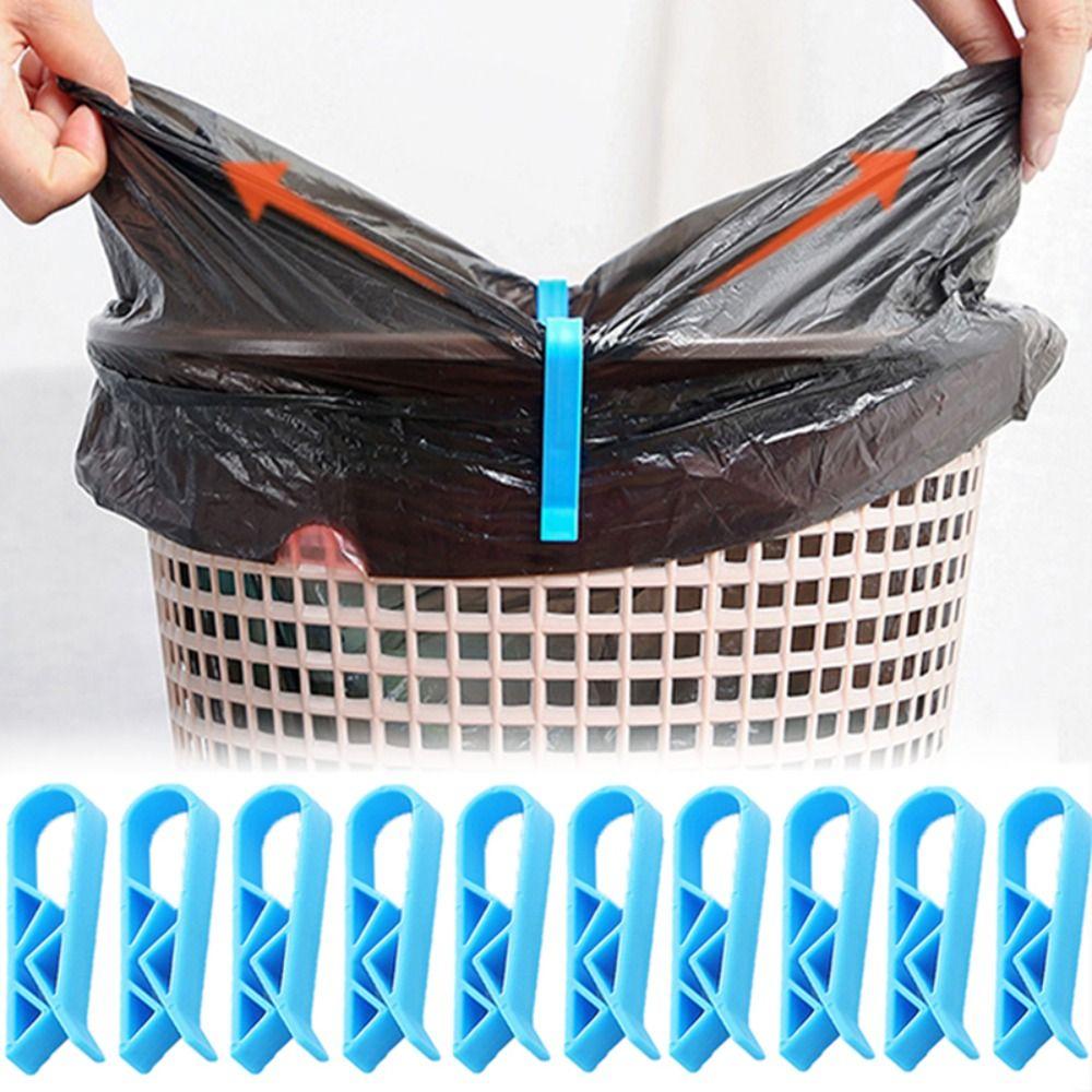 10Pcs Blue Garbage Bags Clip Plastic Trash Bag Fixed Clip Retaining Clamp Dustbin/Trash Can