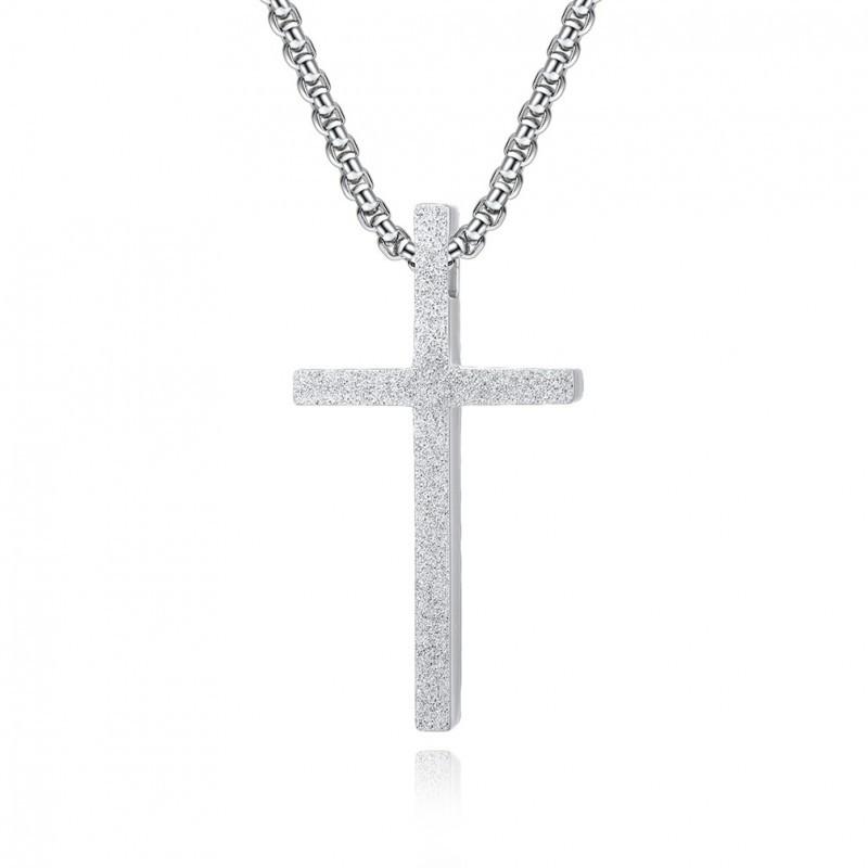 Minimalist Niche Personalized Frosted Titanium Steel Cross Necklace Pendant