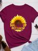 Suck It Up Golden Sunflower Print Women T Shirt Short Sleeve O Neck Loose Women Tshirt Ladies Tee Shirt Tops Camisetas Mujer