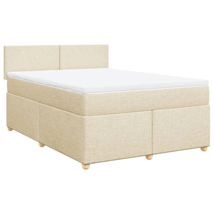 VidaXL Slat Bed Base with Mattress Cream 140x200 Cm Fabric 3289001