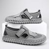 Summer Leather Men's Sandals Handmade Beach Shoes Soft Rubber Mesh Shoes Comfotable Hollow Out Flats Magic Glue Sneakers Sandaly