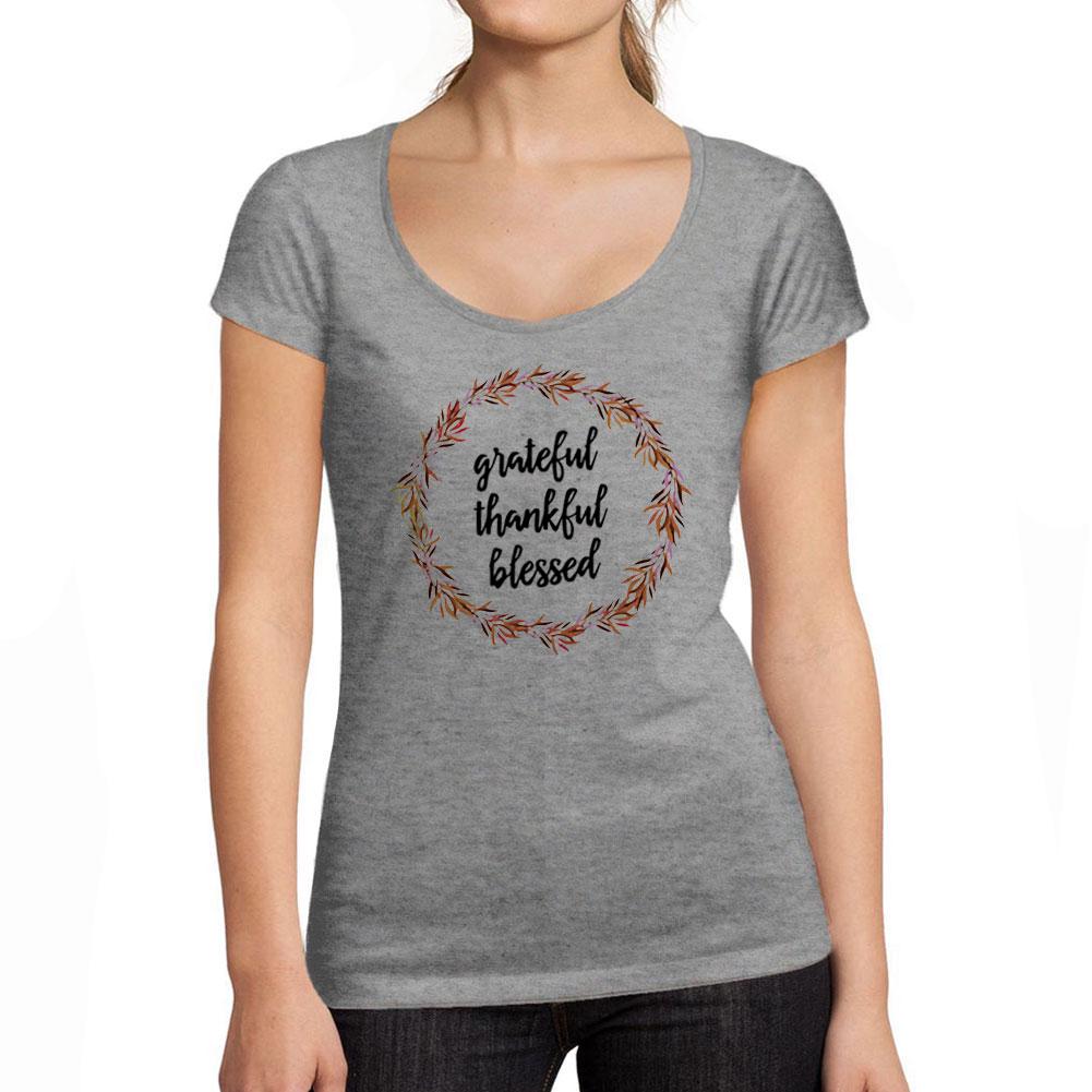 Ultrabasic Femme Graphique Grateful Thankful Blessed T-shirt Action De Graces Xmas Cadeau Idees Tee