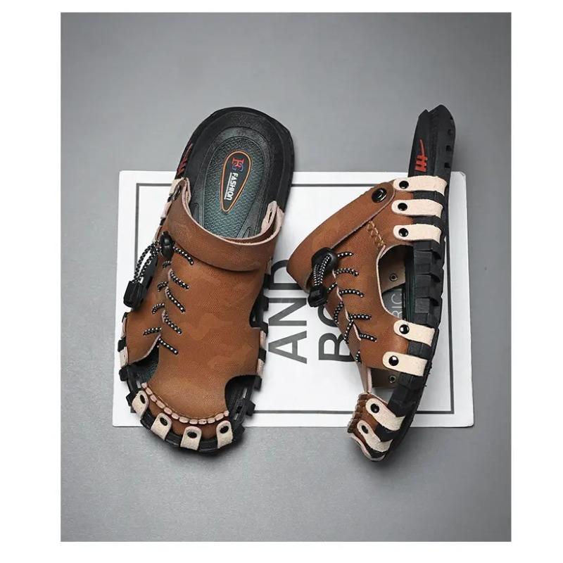 Fashion Men Sandals Outside Street Beach Style Non slip Slippers Cover Toe Summer Breathable Soft Light Plus Size 45 46 Modern Shoes