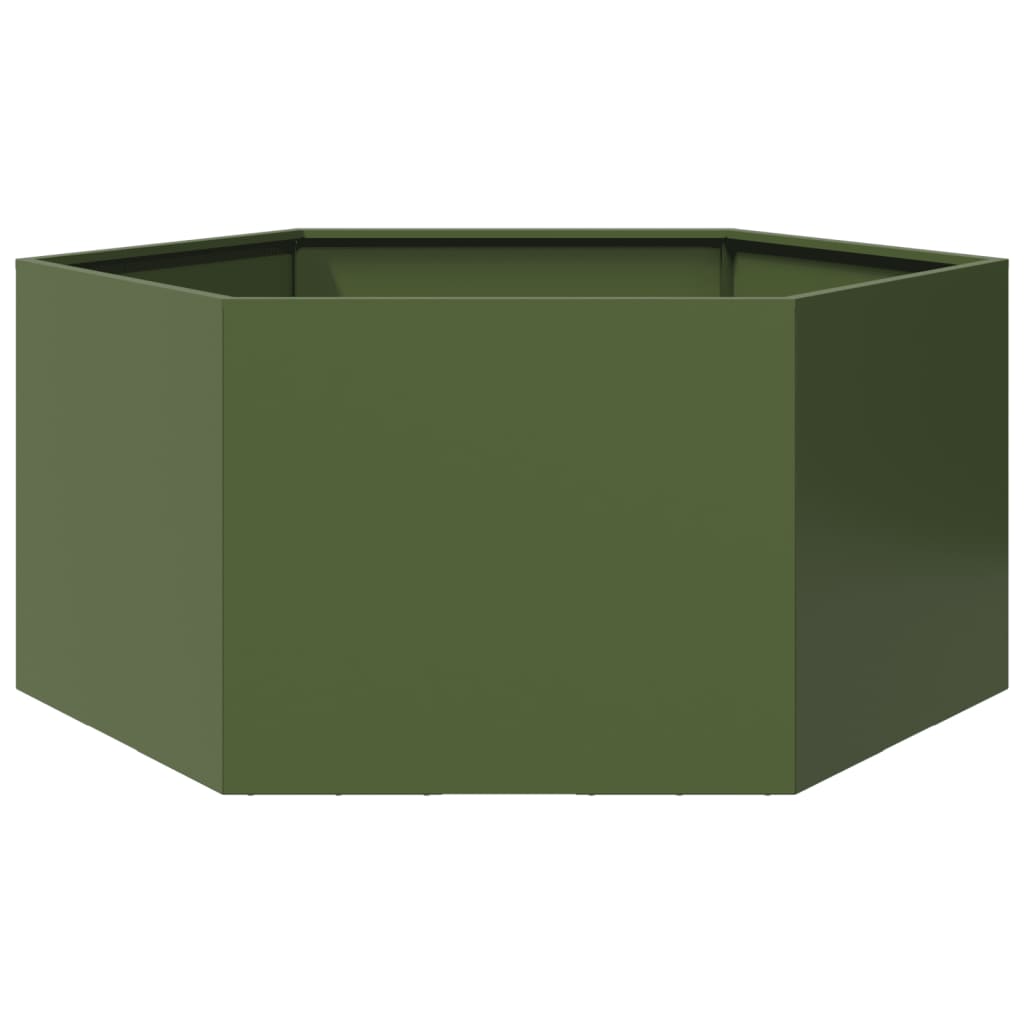 Olive Green Hexagonal Planter 104x90x45 Cm Steel