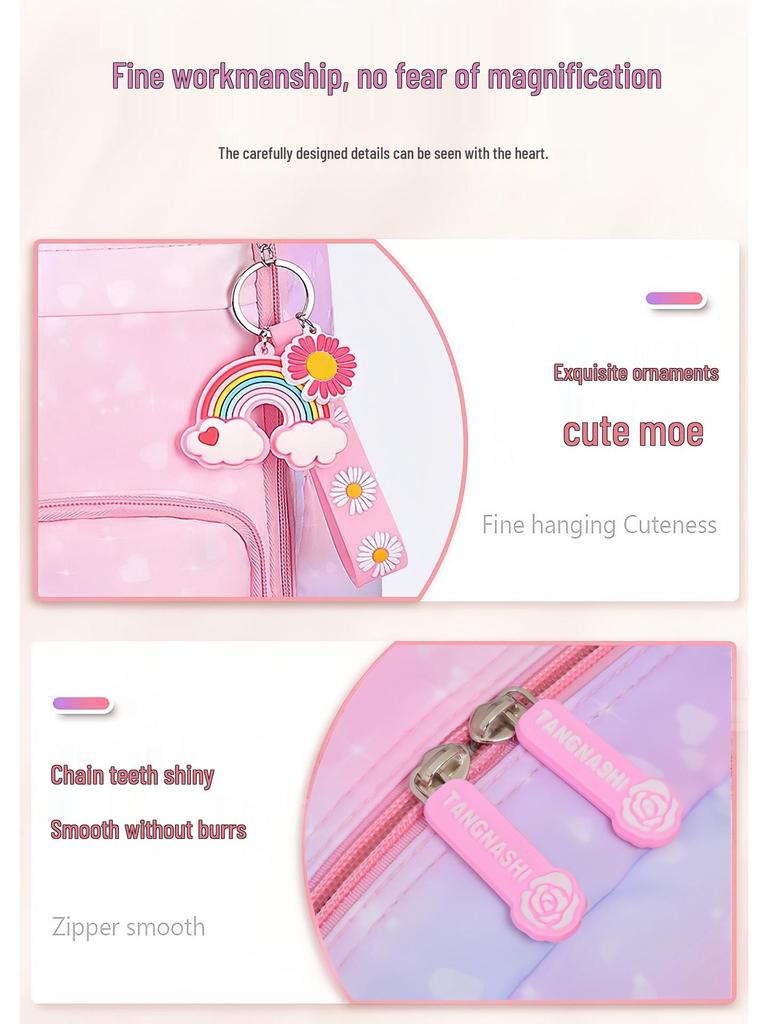 Gradient Color Kids' Backpack with Spine Protection - Rainbow Double-Shoulder for Girls & Boys, Weight-Reducing, Ideal for Elementary School.