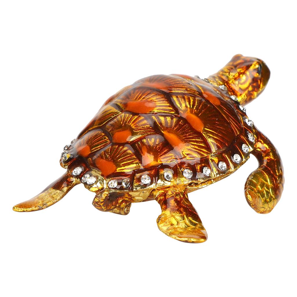 Tortoise Figurine Electroplated Turtle Jewelry Trinket Storage Box Ornament with Rhinestones