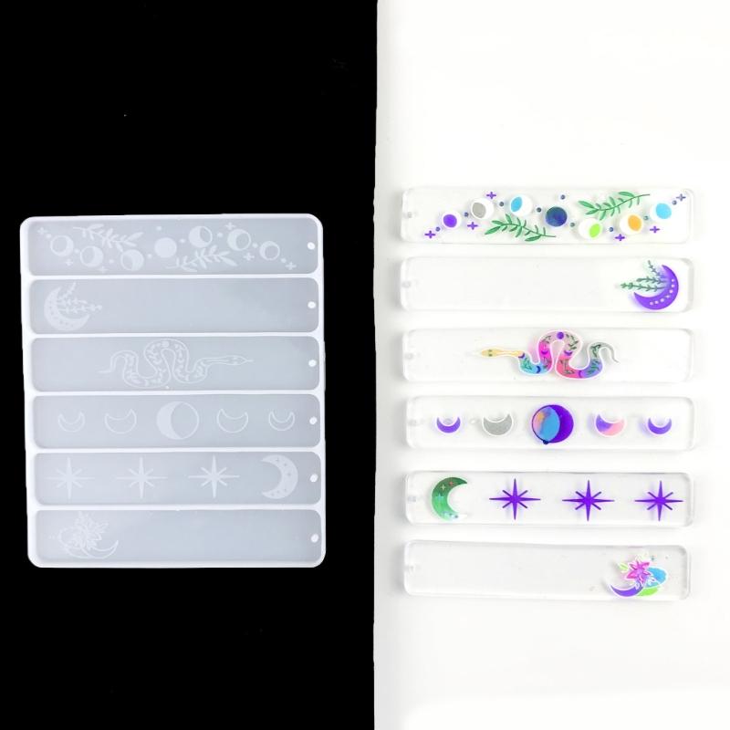 DIY Lesezeichen Harzform Mondphasen Lesezeichen Silikonform Rechteckige Epoxid-Gießform für Schmuckherstellung DIY Bastelarbeiten