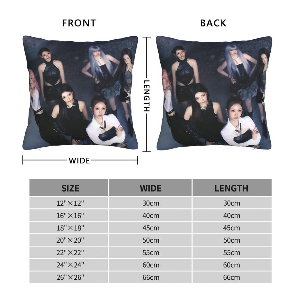 Kpop Style Babymonsters Group Pillowcase Printing Polyester Cushion Cover Decoration Throw Pillow Case Cover Home Zippered 45X45Cm