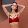 Sexy Lace Embroidered Women's Underwear Fashionable Detachable Thin Strap Bra Thin Top and Thick Bottom Small Chest Push-up Underwear Set