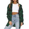 Autumn Winter Women's Plaid Shirt, Lapel Long Sleeve Loose Casual Blouse, European American Style Fashion Top