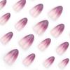 24 Pezzi Unghie Finte Press On French Tip Corte Gradiente Viola Scintillante Forma Mandorla Unghie Finte da Incollare sulle Unghie per Donne Regalo