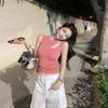#Summer New Spice Girl Wind Diagonal Shoulder Strap Irregular Vest Women Slim Short Fixed with Chest Pad Top