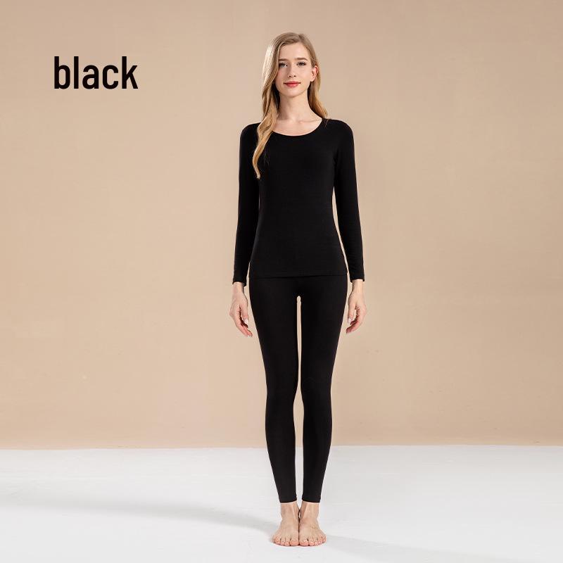 

Жіночий осінній комплект з чистої бавовни однотонного кольору: Легкий светр та штани - М який базовий шар для дівчат-студенток, Тонка тепла білизна для осені/зими. M (80-100 lbs)