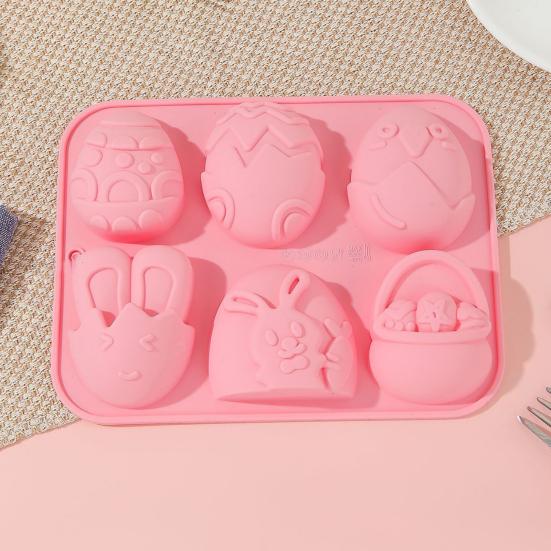 4Pcs Easter Chocolate Mold Bunny Shape Cake Mold Baking Non-Stick Silicone 6 Grids Chocolates Candies Cupcakes