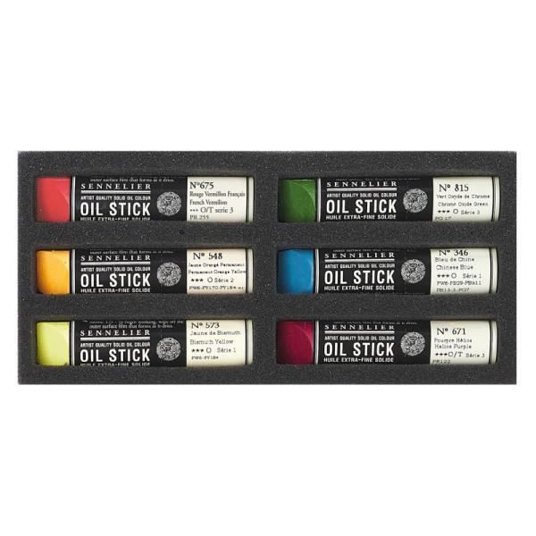 Oil Stick - Extra-fine - Solid - Sennelier - 6 Colors - Two-tone Apple