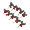 10Pcs Christmas Picks Pinecone Red Berry Pin Needle Artificial Delicate Christmas Decorations