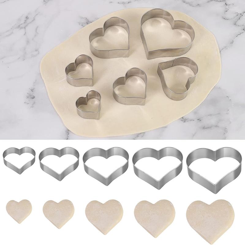 6Pcs Heart Cookie Cutter Set Stainless Steel Biscuit Mold Cake Decorating Tool Cookie Fondant Pastry Baking Mold Cookie Cutter