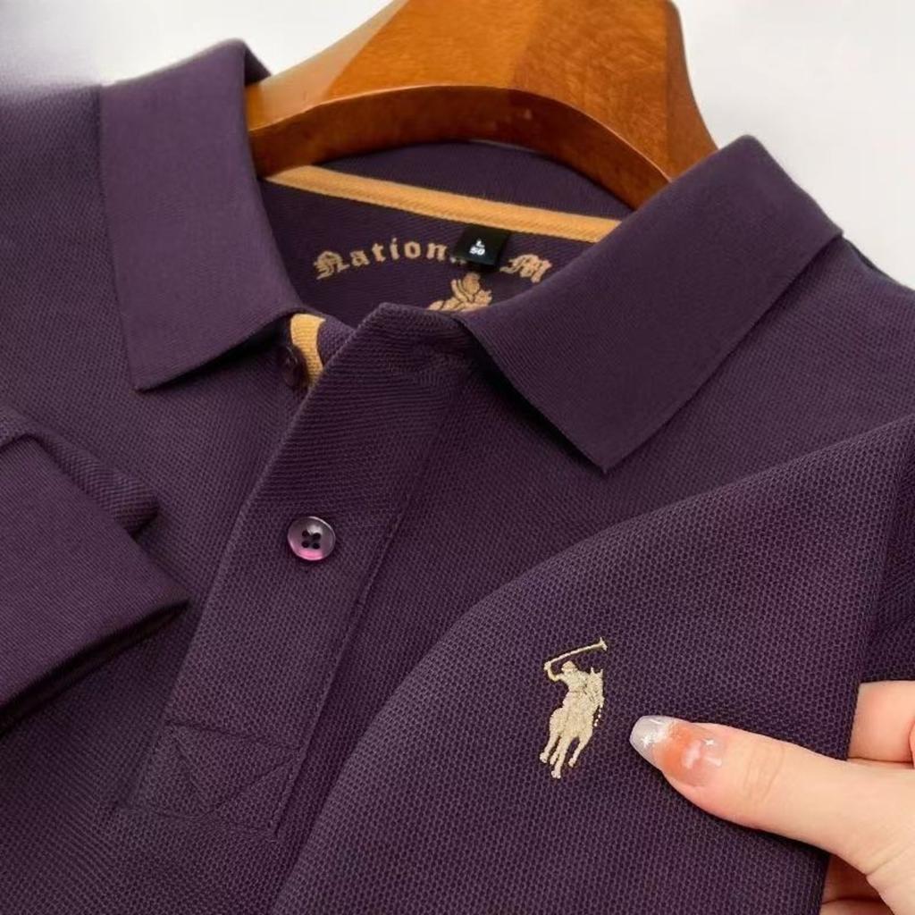 STORN 100% Reine Baumwolle Herbst und Winter Herrenmode Sportmarke Besticktes Pony Langarm POLO-Shirt Business Casual T-Shirt